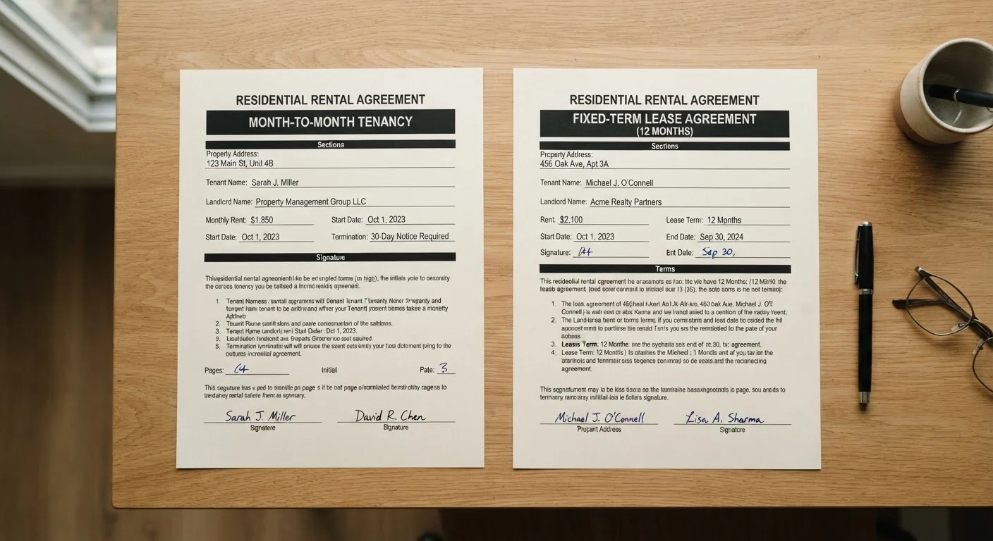 Month-to-Month Lease vs. Fixed-Term Lease: How They Differ