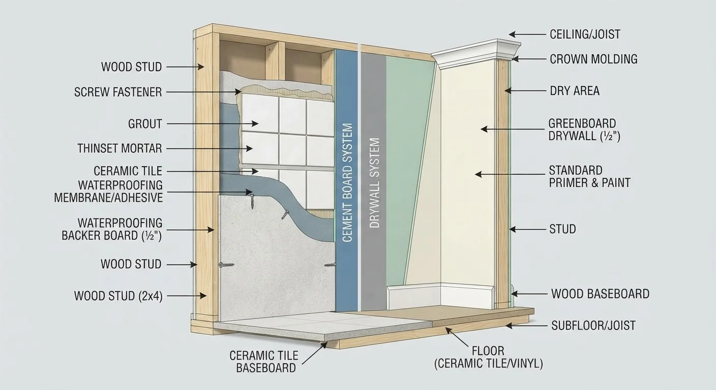 Tile Backer Board vs. Drywall in Wet Areas
